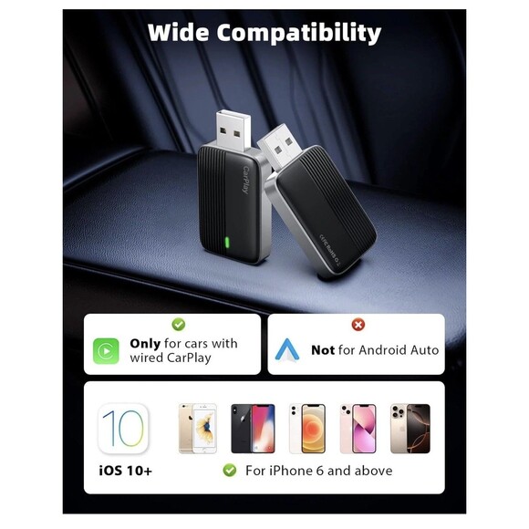 Wireless CarPlay Adapter for Apple iPhone (2025 Upgraded), Mini Car Play Adapter - Picture 6 of 13